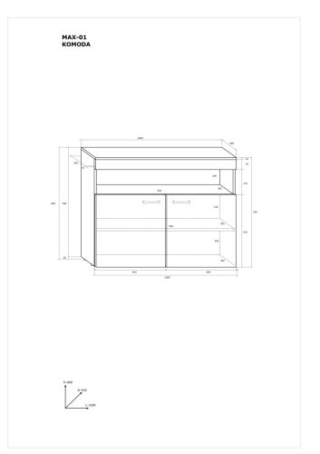 Max komód 2 ajtó - Wallis szilva - Fényes fekete