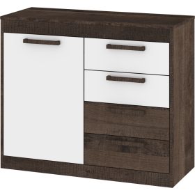   Maximus komód 1 ajtó 4 fiók - Grange tölgy - Fényes fehér