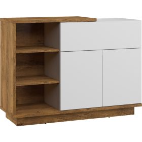   Hybrid komód 2 ajtó 1 fiók - Burgundy tölgy - Fényes fehér