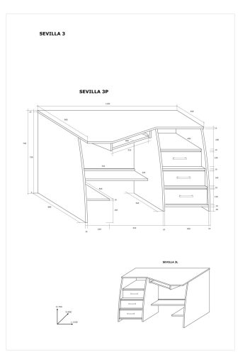 Sevilla sarok számítógépasztal 3 fiók jobbos - Éger
