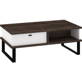   Cross dohányzóasztal 2 fiók téglalap alakú - Grange tölgy - Fehér