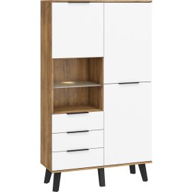   Sven gardróbszekrény 2 ajtó 3 fiók - Burgundy tölgy - Fényes fehér