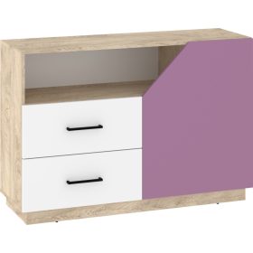   Pax 120 komód 1 ajtó 2 fiók - Endgrain tölgy - Fehér - Levendula