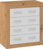 Verin komód 4 fiók - Artisan tölgy - Fehér