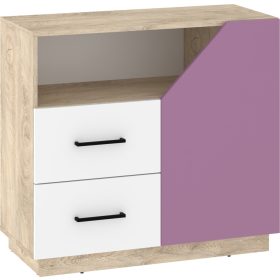   Pax 90 komód 1 ajtó 2 fiók - Endgrain tölgy - Fehér - Levendula