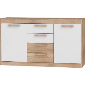   Maximus komód 2 ajtó 4 fiók - Világos Sonoma tölgy - Fényes fehér