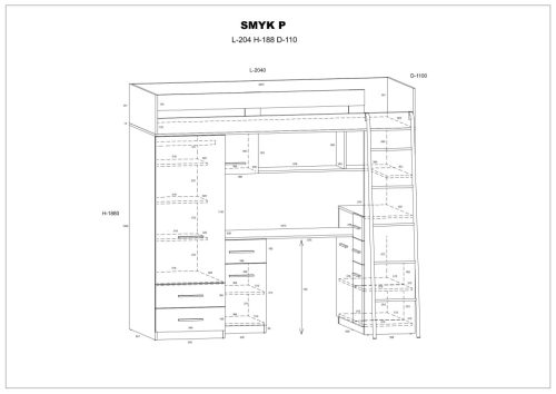 Smyk galériaágy jobbos - Fehér - Levendula - Lila