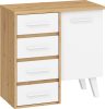 Nordis komód 1 ajtó 4 fiók - Artisan tölgy - Fehér