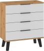 Sven komód 4 fiók - Artisan tölgy - Fehér