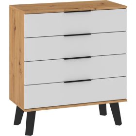 Sven komód 4 fiók - Artisan tölgy - Fehér