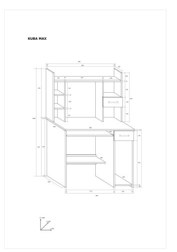 Kuba Max számítógépasztal magasítóval - Artisan tölgy
