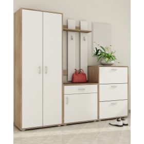 Előszoba bútor szett 3 - Világos Sonoma tölgy - Fehér