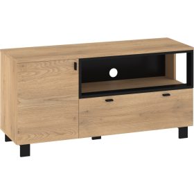 Vegas TV-állvány 1 ajtó 1 fiók - Cremona tölgy - Fekete