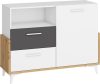 Hey komód 1 ajtó 2 fiók 125W - Artisan tölgy - Fehér - Szürke