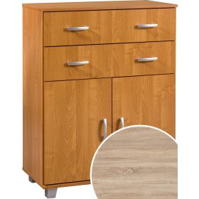 Komód 2 ajtó 2 fiók KN-8052S2D - Világos Sonoma tölgy