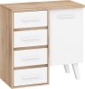 Nordis komód 1 ajtó 4 fiók - Világos Sonoma tölgy - Fehér