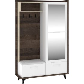  Box tükrös előszoba szekrény 3 ajtó - Grange tölgy - Fehér - Granada mandula - Fehér huzat