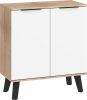 Sven komód 2 ajtó - Világos Sonoma tölgy - Fényes fehér