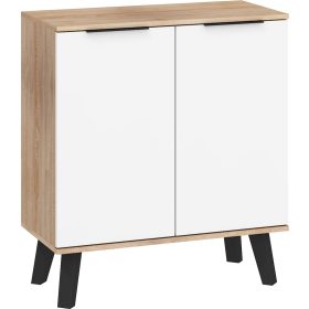   Sven komód 2 ajtó - Világos Sonoma tölgy - Fényes fehér