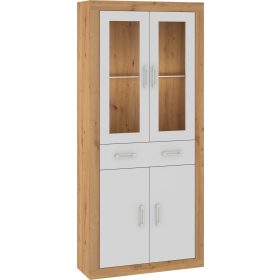   Verin könyvespolc 2DSW 4 ajtó 1 fiók - Artisan tölgy - Fehér