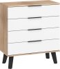 Sven komód 4 fiók - Világos Sonoma tölgy - Fényes fehér