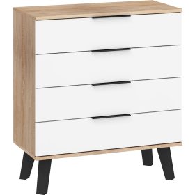   Sven komód 4 fiók - Világos Sonoma tölgy - Fényes fehér