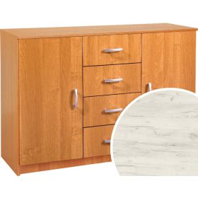 Komód 2 ajtó 4 fiók K-1244S2D - Fehér tölgy