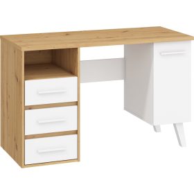 Nordis íróasztal 1 ajtó 3 fiók - Artisan tölgy - Fehér