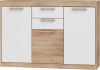 Maximus komód 3 ajtó 2 fiók - Világos Sonoma tölgy - Fényes fehér