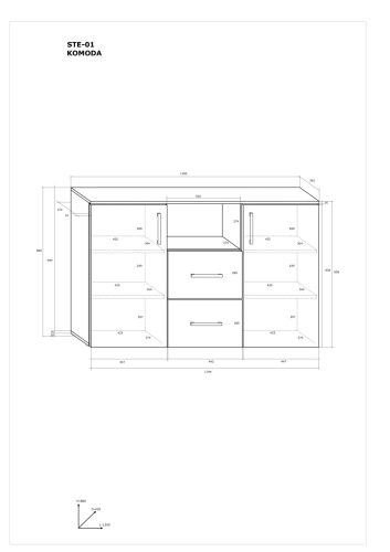 Stella komód 2 ajtó 2 fiók - Cremona tölgy - Granada barna