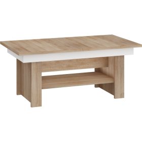   Mexico emelhető és kihúzható dohányzóasztal - Világos Sonoma tölgy - Fehér