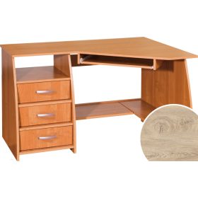   Sevilla sarok számítógépasztal 3 fiók balos - Endgrain tölgy