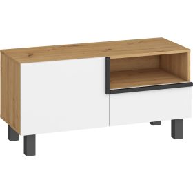 Lars TV-állvány 1 ajtó 1 fiók - Artisan tölgy - Fehér