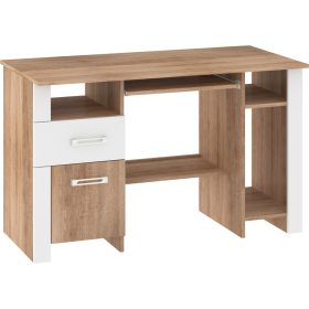   Hugo íróasztal 1 ajtó 1 fiók - Világos Sonoma tölgy - Fehér