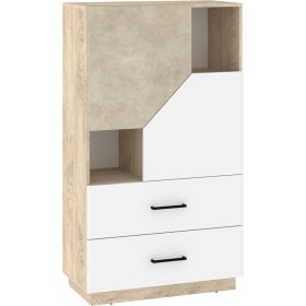   Pax 80 alacsony könyvespolc 2 ajtó 2 fiók - Endgrain tölgy - Fehér - Granada mandula