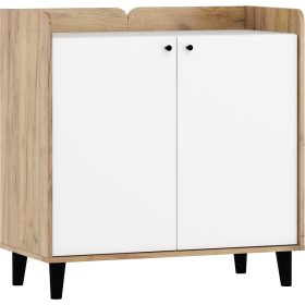 Dolce komód 2 ajtó - Arany tölgy - Fényes fehér