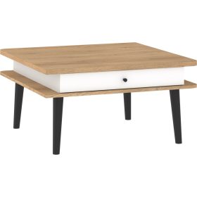   Dolce dohányzóasztal 2 fiók négyzet alakú - Cremona tölgy - Fényes fehér