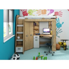 Antresola galériaágy balos - Artisan tölgy - Fehér