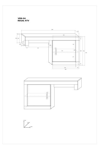 Verin TV-állvány rátét elem 1 ajtó balos - Világos Sonoma tölgy - Fényes fehér