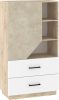 Pax 80 alacsony könyvespolc 1 ajtó 2 fiók - Endgrain tölgy - Fehér - Granada mandula