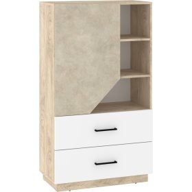   Pax 80 alacsony könyvespolc 1 ajtó 2 fiók - Endgrain tölgy - Fehér - Granada mandula