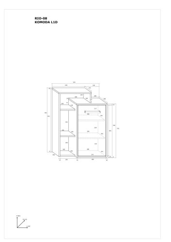 Rio komód 1 ajtó balos - Cremona tölgy
