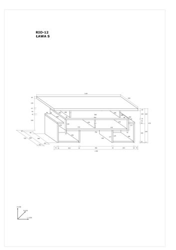 Rio dohányzóasztal S - Grange tölgy - Fehér