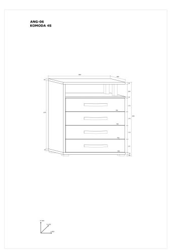 Angel komód 4 fiók - Világos Sonoma tölgy - Fényes fehér