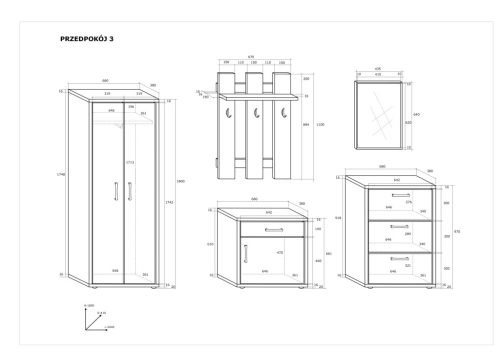 Előszoba bútor szett 3 - Cremona tölgy - Granada mandula