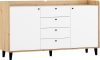 Dolce komód 2 ajtó 4 fiók - Artisan tölgy - Fényes fehér