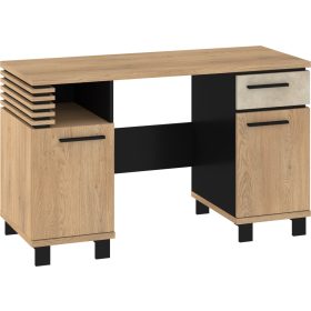   Lamir íróasztal 2 ajtó 1 fiók - Cremona tölgy - Granada mandula - Fekete