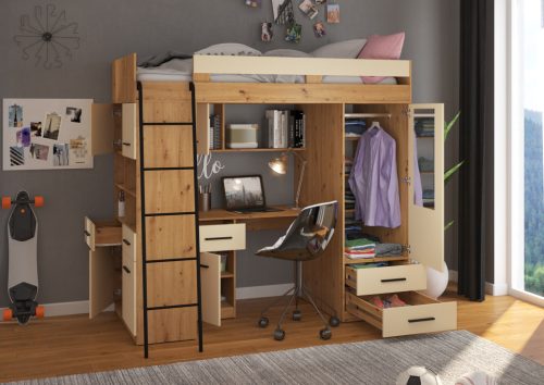 Level galériaágy balos - Artisan tölgy - Krém