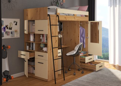 Level galériaágy balos - Artisan tölgy - Krém