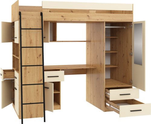 Level galériaágy balos - Artisan tölgy - Krém